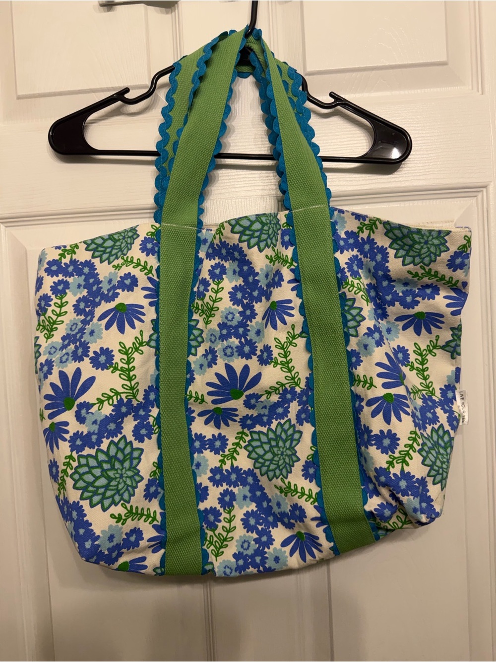 Club Monaco Floral Canvas Tote in Blue & Green